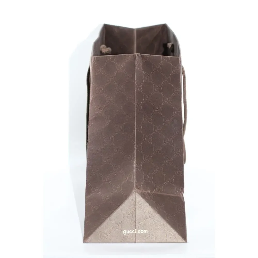 A0 Auth GUCCI Brown Logo Shopping Tote Bag Empty Paper Gift Bag 15